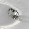 Anillo de Dedo Índice con Índice de Letra Mobius Estilo Coreano para Viajeros, Moda Retro Hip-Hop con Forma de Corazón Abierto, Accesorio Creativo