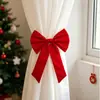 Nuevo colgante de cortina con lazo de terciopelo rojo navideño para decoración interior del hogar, hecho a medida