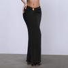 Nova Roupa Feminina de Verão 2025 Estilo Europeu e Americano, Saia Sexy Assimétrica de Cintura Baixa que Mostra o Umbigo com Decoração de Conchas e Metal
