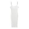 Vestido de Tirantes Básico Elástico de Color Puro Nuevo Europeo y Americano de Verano 2024 Cubre Caderas Sexy con Abertura Midi