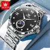 Fábrica de Relojes Marca Oli Shzheng Venta al por Mayor Venta Caliente Transfronteriza Reloj de Cuarzo con Calendario Simple y Fases Lunares Reloj para Hombre Impermeable