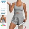 Amazon Cross-Border Novo Europeu e Americano Sexy Shorts de Fitness Esportivos ao Ar Livre Colete Macacão Casual de Yoga para Mulheres