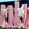 Cortina de tecido rosa celebração de casamento cortina de tecido para teto tecido elástico seda de leite estilo coreano fundo nuvens e água fluindo ondas multicamadas