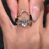 Anillo Apilable de Diamantes Brillantes Estilo Europeo y Americano Popular de Xiaohongshu, Fila Abierta de Diamantes, Anillo para Dedo Índice, Anillo de Girasol, Accesorio Versátil