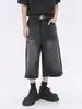 Calça Capri Jeans Rasgada Retro Americana de Verão Shorts Masculinos e Femininos Soltos Lavados Tendência High Street
