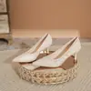 Zapatos de Tacón Alto con Pedrería Perla Francesa 2024 Nuevos Zapatos Principales para Boda Novia Tacón de Aguja Apuntado Elegante Zapatos de Salón que No Cansan
