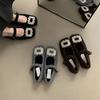 Zapatos Mary Jane de Temperamento para Mujer Zapatos de Lana con Pedrería Cuadrados Estilo Francés de Noche Forrados de Felpa para Mujer Zapatos de Abrigo de Invierno para Mujer