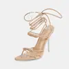 Sandalias de punta fina, tacón de aguja, con tiras cruzadas, sexy para fiesta y noche, estilo europeo y americano, tacones ultraltos, exclusivamente para ventas transfronterizas