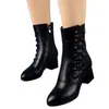 Botines de Alta Calidad para Mujer 2025 Otoño e Invierno Nuevo Estilo Tacón Medio Caña Media Zapatos de Algodón Forrados de Felpa para Heattech, Botines de Mujer de Moda y Versátiles con Suela Blanda