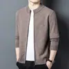 Cárdigan de punto con cremallera y cuello alto 100% lana pura para hombre, suéter de lana para otoño e invierno, engrosado y cálido, prenda de abrigo para hombre