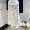 Falda midi elegante de lunares estilo Miu para mujer, falda de sirena, falda ajustada, falda de longitud media estilo francés
