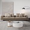 Fábrica de Origem Sofá de Couro Italiano Personalizado Designer Connery Sala de Estar Couro Bovino de Primeira Camada Sofá de Couro com Penas