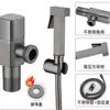 Juego de Bidé Gris Pistola con Válvula de Ángulo para Inodoro de Agua Fría y Caliente, Pistola de Chorro Potenciadora de Presión, Arandela para Grifo, Válvula de Ángulo para Ducha de Bidé