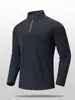 Camiseta base térmica de manga larga con media cremallera y cuello alto de forro polar para hombre, para entrenamiento de fitness, top de secado rápido para deportes de invierno y running
