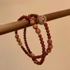 Pulseira de Contas Vermelhas Pacífica e Alegre para Mulheres, Novo Estilo Chinês, Estilo Étnico Retrô, Joias com Contas de Design de Nicho Ins