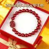 Pulsera Muirui Oro Púrpura Arena Dorada Cinabrio Año Zodiacal Buda para Hombres y Mujeres con Bajo Contenido de Cinabrio