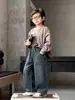 Jeans WAT Niñas Verano 2026 Nuevo Bebé Estilo Chino Niña Estilo Étnico Ropa Infantil
