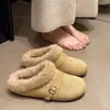 Mules retro estilo Birkenstock de plataforma gruesa para aumentar la altura, con punta peluda para mujer, aptas para usar en exteriores, nuevas pantuflas de invierno 2026