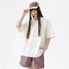Camiseta de Color Sólido de Manga Corta para Hombre, Verano Casual Holgada Simple Versátil Bolsillo de Parche Moderna Cuello Redondo Camiseta de Media Manga