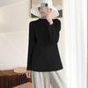 Top Básico Plegado Miyake para Mujer de Manga Larga Otoño Nuevo Textura Plisada de Doblez Alto Camiseta de Base de Alto Gama Versátil