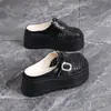 Pantuflas de verano para mujer para exteriores con diseño hueco, sandalias casuales de media zapatilla con plataforma de suela gruesa de 7 cm