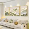 Tríptico de Sala de Estar Estilo Crema Pintura Moderna Simple Colgante de Pared para Fondo de Sofá Mural de Respaldo de Alta Gama Atmosférico