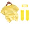 Camiseta de manga corta de color caramelo de verano para niños, color liso, para estudiantes de primaria, ropa de graduación, jardín de infantes, familia, algodón