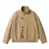 Yidao Vintage 2026 Outono Novo Design Retro Japonês Fivela de Avião Jaqueta Harrington Solta Curta Gola Alta