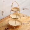 Pequena cesta de bambu para piquenique ao ar livre, pequena cesta de armazenamento removível de bambu, prateleira para lanches multicamadas, alça de grade, azul