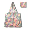 Nova grande bolsa de compras dobrável, bolsa quadrada de pano com flores, bolsa de compras portátil, bolsa tote dobrável