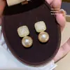 Pendientes de Plata de Ley 925 con Aguja, Perla Cuadrada de Azúcar para Mujer, Diseño de Nicho, Joyería para Orejas, Lujo Ligero, Sensación de Alta Gama, Nuevo Estilo, Aretes Dulces de Temperamento