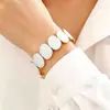 Pulsera elástica de disco plisado transfronteriza europea y americana, Pulsera de lujo ligero de alta gama, Diseño único y exagerado, Joyería de mano de nicho