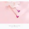 Collar Nalan S925 de plata con forma de corazón de diamante morado, estilo coreano, con cadena de clavícula sencilla y temperamento D4191