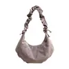 Bolsas de Comercio Exterior Transfronterizas para Mujer Elegantes Vintage Plegadas Tipo Bolso Dumpling de Moda Bolso de Hombro Único Cruzado Versátil Bolso de Axila Ins