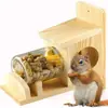 Alimentador Criativo de Esquilo de Madeira para Jardim Externo Alimentador de Animais Alimentador de Pássaros Ornamento de Artesanato para Mesa