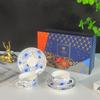 [Regalo de Navidad] Taza de Café Serie Estrella de Porcelana de Hueso Taza y Platillo de Racimo de Flores de Porcelana Real Rusa Taza de Té de la Tarde