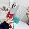 Funda con gradiente de purpurina brillante con cordón, adecuada para Samsung S26, S25 simple, soporte magnético S24, funda para teléfono A36