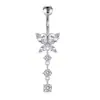 Conjunto de 5 Peças de Aço Inoxidável Transfronteiriço de Piercings de Umbigo com Laço Simples e Coração de Zircônia Joias Sexy para Piercing Venda por Atacado