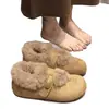 Sapatos Rasos Peludos Estilo Novo 2026, Quentes e Forrados com Lã, Antiderrapantes, Confortáveis, Versáteis, de Solado Macio, Sapatos Rasos de Moda Inverno