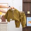 Conjunto de Lã para Meninos Roupas de Inverno 2025 Novo Roupa Externa para Bebês e Crianças Conjunto de Duas Peças com Capuz Quente de Inverno para Bebês