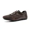 Zapatos de Entrenamiento Alemanes de Cuero de Color Sólido de Caña Baja con Cordones Zapatos de Correr Retro Modernos de Suela Plana Zapatos Casuales Modernos para Hombre Talla Grande