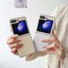 Funda de teléfono nacarada geométrica degradada 2024 para Samsung Z FLIP5 plegable FLIP4 moderna FLIP3