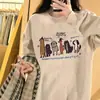 Sudadera de Peso Pesado Estilo Retro Americano Divertido de Dibujos Animados sin Capucha Cuello Redondo para Mujer, Nuevo Diseño 2025, Top Holgado de Manga Larga