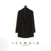 2026 Novo Blazer Casual Solto de Lã Estilo Japonês e Coreano de Botão Duplo de Alta Qualidade com Trama Fina para Mulheres
