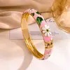 Pulseira Europeia e Americana Retro de Margarida Aberta em Esmalte, Design Simples, Estilo Nicho, Acessório que Não Desbota