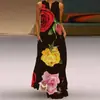 Site independente Amazon novo vestido longo sexy sem mangas com estampa retrô europeia e americana com bolsos