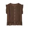 ZA Europa Transfronteiriça Comércio Exterior Roupas Femininas AliExpress Venda Quente Verão Simples Versátil Renda Patchwork Camisa Plissada