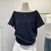 Camiseta Negra de Alta Gama con un Hombro y Manga Corta para Mujer, Estilo Verano 2026, Top Elegante y Relajado