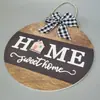 Lazo a cuadros Navidad Pascua Día Nacional Accesorios Adorno para colgar en la puerta Letra de madera HOME Bienvenida Listado