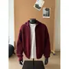 Cárdigan de punto con capucha de peso pesado 800g para otoño e invierno, unisex, marca de tendencia estilo americano, prenda exterior casual de corte holgado